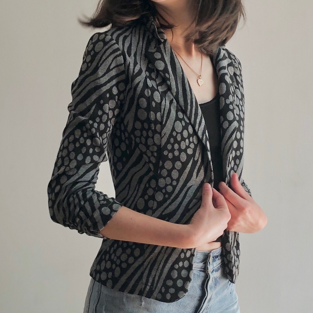 BLACK & GREY SWEAT BLAZER XS